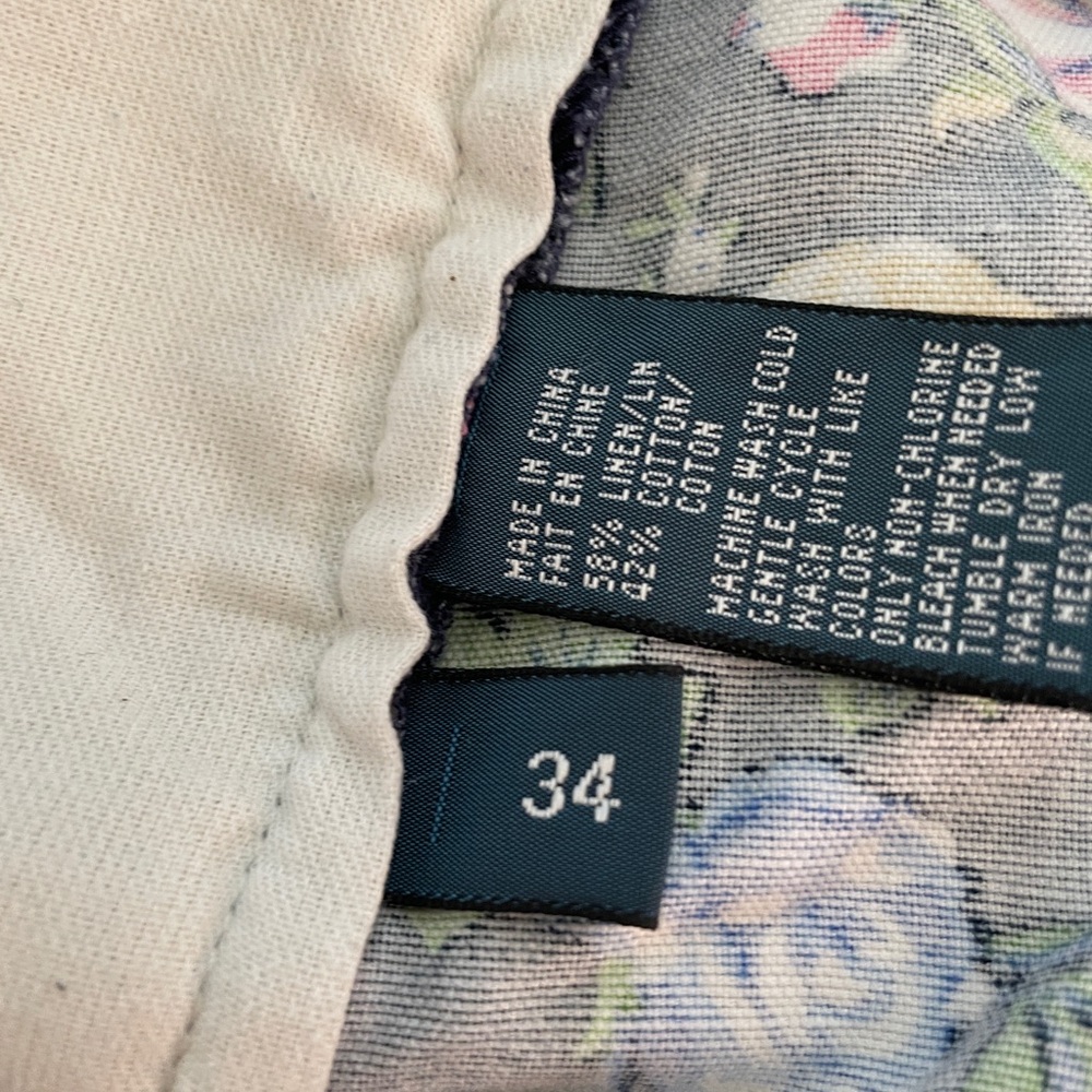 Polo Ralph Lauren Linen Shorts - Navy Floral - Size 34 - Used - Picture 3 of 6